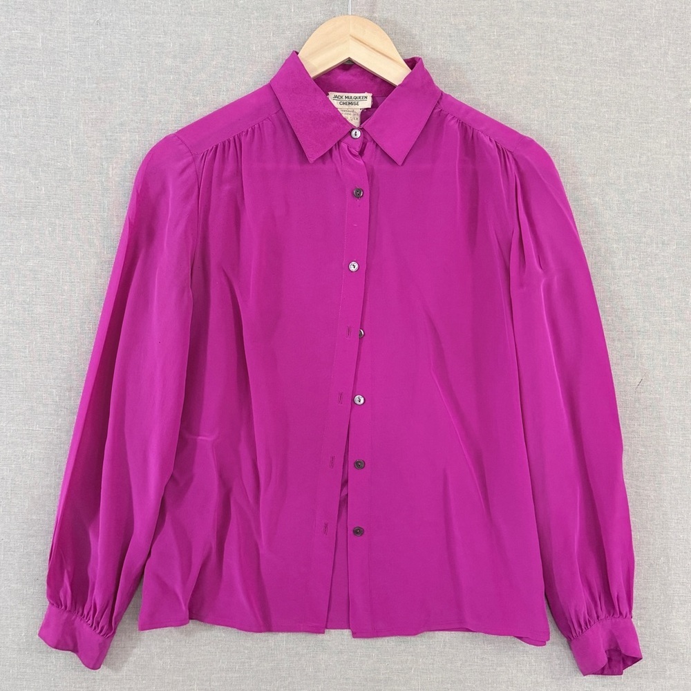 Jack Mulqueen Chemise 100% Silk Shirt Hot Pink 0